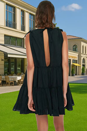 Rahat V Yaka Plaj Elbisesi %100 Pamuklu Mini Elbise Yazlık Konforlu Kesim Profesyonel Görünüm