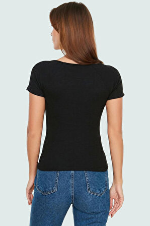 Kısa Kollu Fitted Örme Bluz Esnek Nefes Alan Pamuk Dayanıklı Malzeme Seçkin