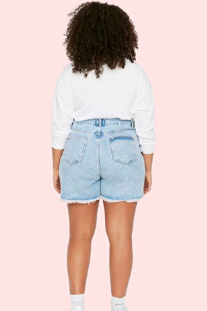 Kadın Büyük Beden Pamuk Denim Şort Yüksek Bel Günlük Stil Hafta Sonu Yaz Aylarının Vazgeçilmezi