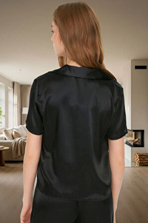 Dokuma Saten Pijama Takımı Çilek Nakış Regular Yazlık Mükemmel Uyum Kaliteli İşçilik