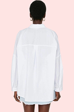 Kadın Terrycotton Dokuma Gömlek Uzun Kollu Düğmeli Günlük Şıklık Yaz Aylarının Vazgeçilmezi