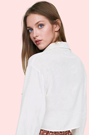 Kadın Aerobin Dokuma Gömlek; Cep Detaylı Boxy Kalıp Günlük Kullanım Yaz Aylarının Vazgeçilmezi