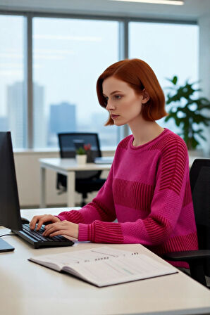 Kadın Basic Siluet Uzun Kollu Oversize Kesim Renk Bloklu Pike Dokuma Triko Kazak Kış Kombinlerinin