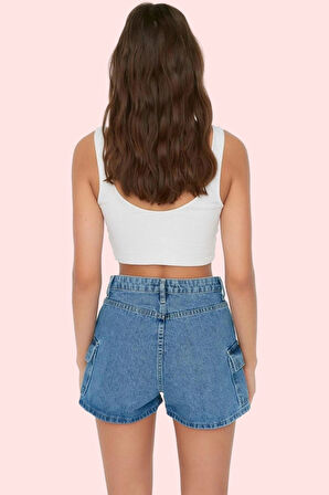 Kadın Denim Şort Yüksek Bel Pamuk City Short Kesim Rahat Günlük Yaz Aylarının Vazgeçilmezi