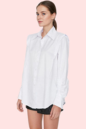 Kadın Basic Gömlek Uzun Kollu Yaka Düğmeli Dokuma Poplin Günlük Stil Yaz Aylarının Vazgeçilmezi