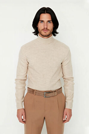 Erkekler İçin Düz Desen Balıkçı Yaka Akrilik Triko Kazak Kış Sezonunda Rahatlığı Ve Zarafeti