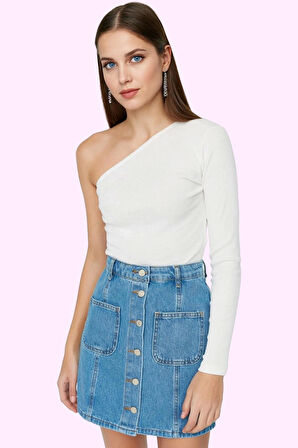 Kadın A line Yüksek Bel Düğmeli Denim Mini Etek Pamuk Günlük Kullanım Yaz Aylarının Vazgeçilmezi