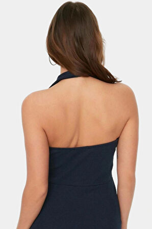 Fermuarlı Örme Mini Elbise Vücut Hatlarını Vurgular Yaz İçin İdeal Şık Görünüm Modern Stil