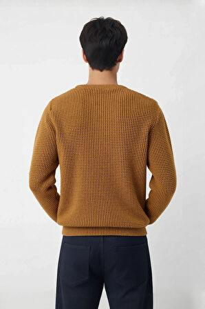 Erkek Regular Kesim Bisiklet Yaka Dokulu Triko Kazak Soğuk Havalarda Konforlu Stil Kaliteli