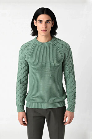 Unisex Basic Regular Kalıp Bisiklet Yaka Saç Örgü Desenli Kalın Triko Kazak Kışlık Şıklık Kaliteli