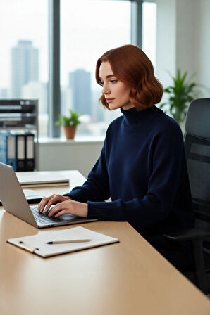 Kadın Oversize Dik Yaka Kışlık Triko Kazak Düz Düşük Kol Modern ve Şık Günlük Kombinler İçin