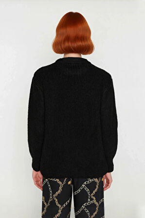 Kadın Rahat Oversize Triko Kazak Düşük Kol Bisiklet Yaka Kışlık Günlük Basic Giyim Stili Kaliteli