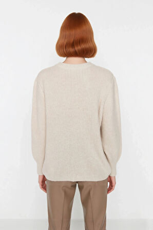 Kadın Rahat Oversize Triko Kazak Düşük Kol Bisiklet Yaka Kışlık Günlük Basic Giyim Stili Kaliteli