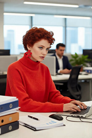 Kadın Günlük Oversize Düşük Kol Dik Yaka Uzun Triko Kazak Kışlık Şık Basic Rahatlık Sunar Kaliteli