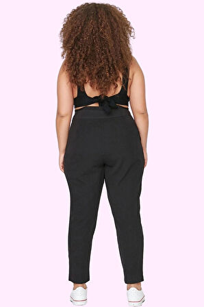 Kadın Fermuarlı Pantolon Yüksek Bel Regular Boy Dokuma Kumaş Günlük Stil Dayanıklı Malzeme