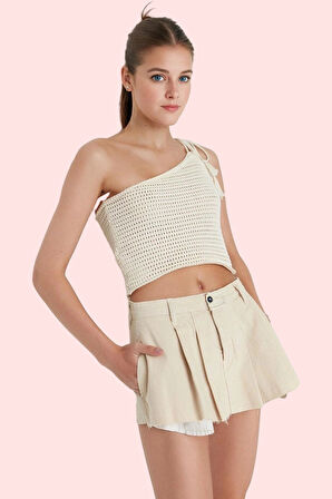 Kadın Kısa Boy Pileli Pamuklu Denim Şort Etek Yaz Kombinleri İçin Günlük Kullanım Hafta Sonu