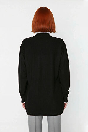 Kadın Feminine Persona Kışlık Regular Kalıp Düşük Kol Pike Dokuma Düz Desen Tunik Kazak Modeli