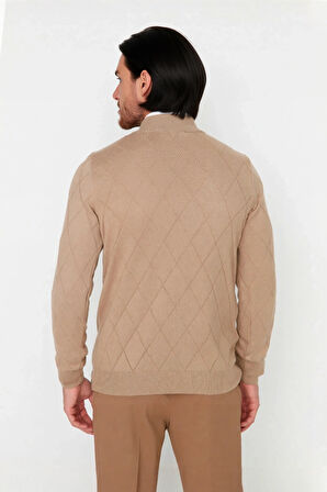 Erkek Casual Şık Regular Fit Pamuk Akrilik Triko Yarım Balıkçı Fermuarlı Kazak Kış İçin Kaliteli