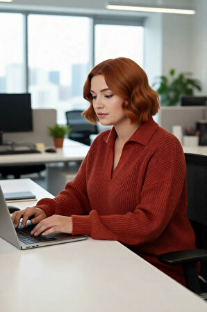 Kadın Basic Selanik Örgü Polo Yaka Relaxed Kalıp Akrilik Triko Kazak Soğuk Günlerin Vazgeçilmezi