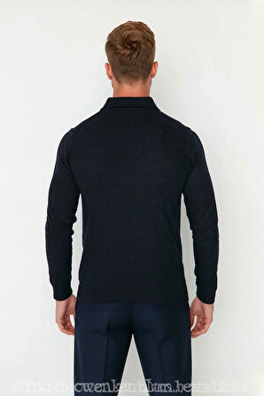 Erkek Polo Yaka Düğmeli Triko Kazak Fitted Kalıp Uzun Kol Soğuk Havalarda Şık Seçenek Kaliteli