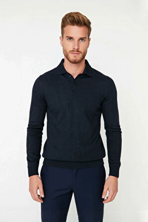 Erkek Polo Yaka Düğmeli Triko Kazak Fitted Kalıp Uzun Kol Soğuk Havalarda Şık Seçenek Kaliteli