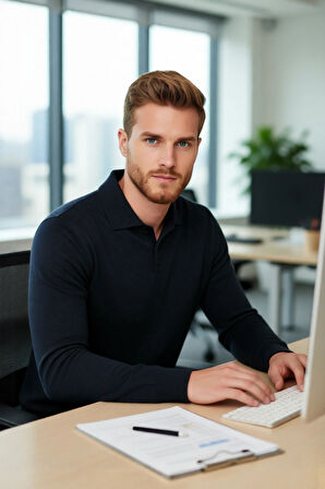 Erkek Polo Yaka Düğmeli Triko Kazak Fitted Kalıp Uzun Kol Soğuk Havalarda Şık Seçenek Kaliteli