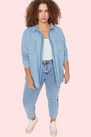 Kadın Denim Polo Yaka Gömlek Pamuk Rahat Kesim Günlük Şıklık Hafta Sonu Yaz Aylarının Vazgeçilmezi