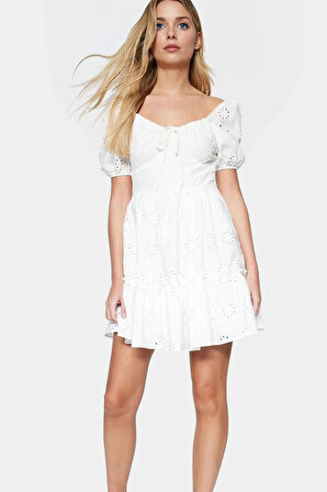 Dokuma Brode Elbise Astarlı Skater Kesim Rahat Mini Günlük Kullanım İçin Seçkin Malzeme