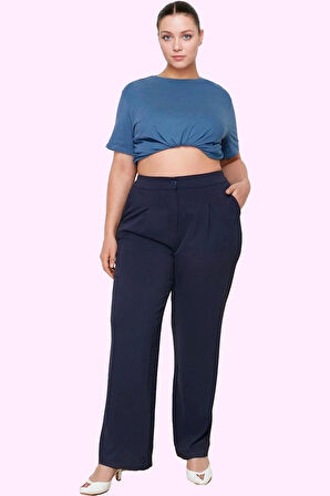 Kadın Dokuma Pantolon Geniş Paça Yüksek Bel Casual Tasarım Fermuarlı Yaz Aylarının Vazgeçilmezi