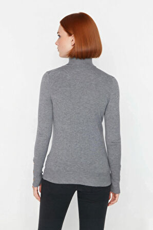 Kadın İnce Triko Balıkçı Yaka Fitted Kalıp Uzun Kollu Kazak Günlük Konfor İlkbahar Sonbahar