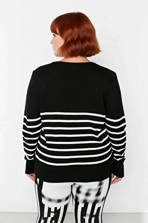 Kadın Bisiklet Yaka Çizgili Triko Kazak Standart Kol Rahat Kalıp Günlük Sonbahar Kış Şıklığı