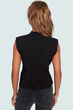 Fitted Bisiklet Yaka Bluz Nefes Alan Polyester Kumaştan İş Giysisi Rahat Ve Şık Modern Stil