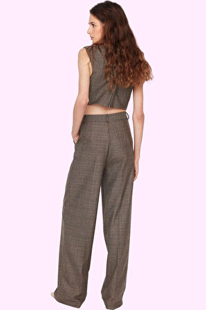 Kadın Şık Poliviskon Dokuma Pantolon Geniş Paça Rahat Kesim Tüm Sezonlar İçin Günlük Kullanım