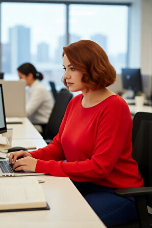 Kadın Büyük Beden Düz Desen Triko Kazak Rahat Kalıp Düşük Kol Bisiklet Yaka Kış Şıklığı Kaliteli