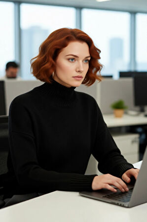 Kadın Günlük Giyim Düşük Kol Dik Yaka Triko Kazak Relaxed Kalıp Akrilik Malzeme Sıcak Tutuş