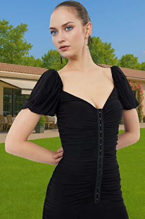 Rahat Şık Dar Kalıp Kısa Kollu Örme Polyester Elbise Kaliteli İşçilik Rahat Kullanım Seçkin Malzeme