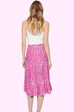 Kadın Skater Kalıp Midi Etek Renk Çiçek Desenli Yazlık Model Günlük Kullanım Modern Tasarım