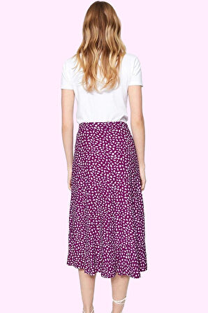 Kadın Skater Kalıp Midi Etek Renk Çiçek Desenli Yazlık Model Günlük Kullanım Modern Tasarım