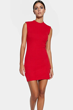 Bisiklet Yaka Kolsuz Mini Elbise Bodycon Kalıp Örme Kumaş Dayanıklı Malzeme Trend Tasarım