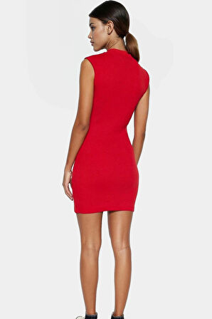 Bisiklet Yaka Kolsuz Mini Elbise Bodycon Kalıp Örme Kumaş Dayanıklı Malzeme Trend Tasarım