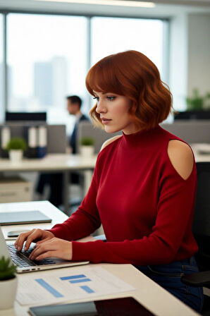 Kadın Rahat Relaxed Kalıp Dik Yaka Düşük Kollu Omzu Açık Detaylı Trend Akrilik Triko Kazak