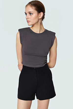 Yazlık Kolsuz Crop Bluz Pamuklu Örme Renk Basic Kalıp Özel Tasarım Uzun Ömürlü Şık Görünüm