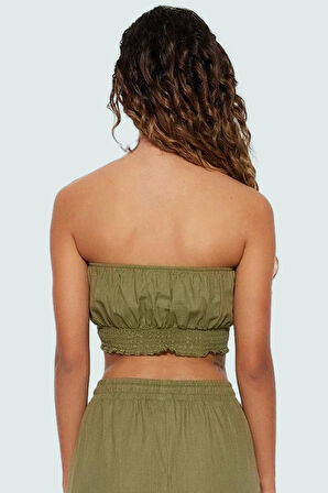 Pamuklu Dokuma Yazlık Plaj Takımı Fitted Kalıp Straplez Mini Boy Yüksek Kalite