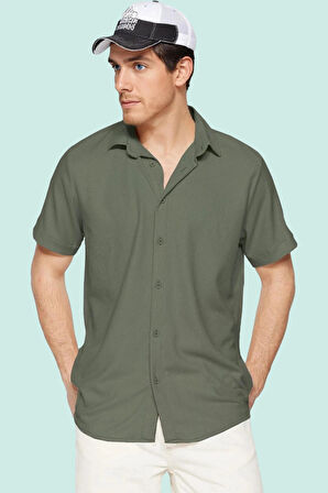 Erkek Yazlık Rahat Gömlek; Regular Fit Kısa Kol Gömlek Yaka Düz Desen Yaz Aylarının Vazgeçilmezi