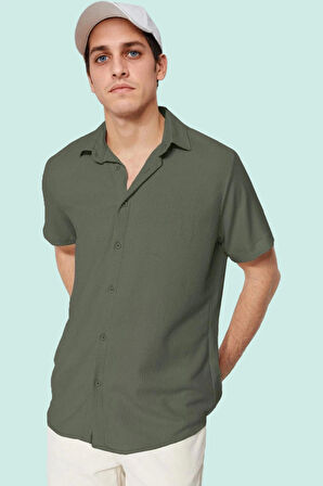 Erkek Yazlık Rahat Gömlek; Regular Fit Kısa Kol Gömlek Yaka Düz Desen Yaz Aylarının Vazgeçilmezi