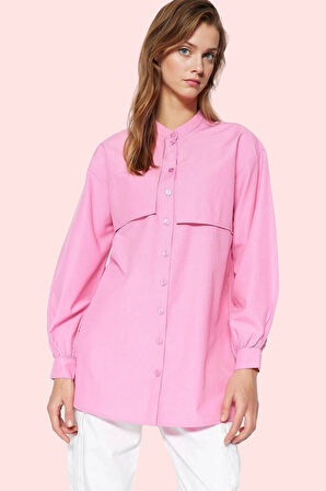 Kadın Uzun Kollu Gömlek Pamuk Terrycotton Dokuma Kumaş Rahat Günlük Kullanım Modern Tasarım