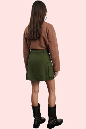 Kadın Yüksek Bel Dar Paça Gabardin Şort Etek Düz Desen Pamuk Yaz Günlük Kullanım Hafta Sonu