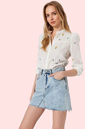 Kadın Pamuk Regular Gömlek Tropikal Desenli Casual Şıklık Günlük Kullanım Kaliteli Malzeme