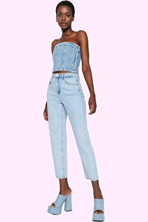 Kadın Denim Straight Jean Pantolon Regular Boy Pamuk Nefes Alabilir Yaz Aylarının Vazgeçilmezi