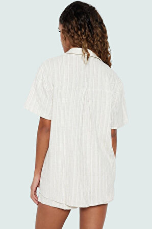 Dokuma Keten Karışımlı Oversize Plaj Şort Takım Yazlık Kombin Mükemmel Uyum Özel Tasarım